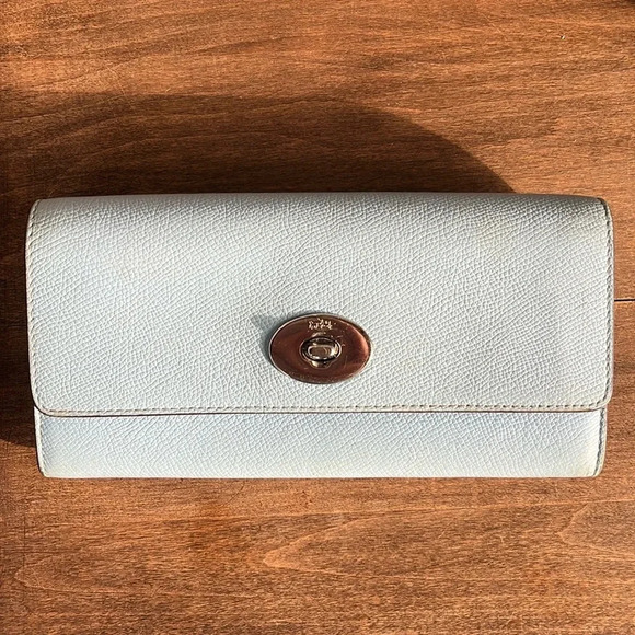Coach Handbags - Coach Slim Envelope Wallet with Pop-up Pouch in Blue Crossgrain Leather